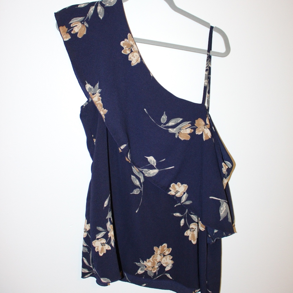 Floral Print One Shoulder Blouse